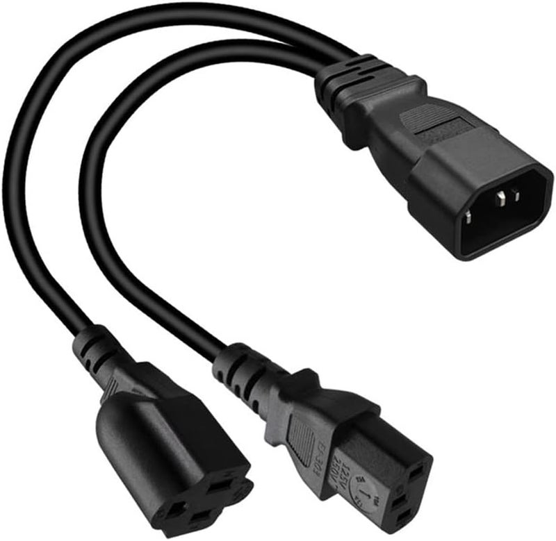 TEWOXIN 2 pcs IEC320 C14 to C13 + NEMA 5-15R Y Splitter Power Cord,for Server, PC, Monitor 1-to-2 Power Adapter Cable(0.3M/1FT) - Image 4